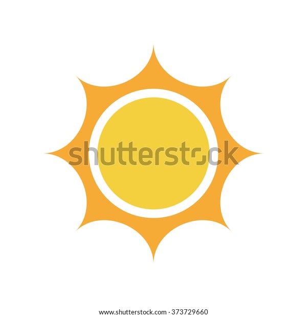 平らな太陽のアイコン 夏の絵文字 日光の記号 ベクターイラスト