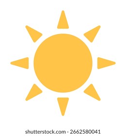 Flat Sun Icon – Símbolo de Clima de verano en estilo minimalista