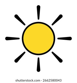 Ícone de Sol Plano - Símbolo de Clima de Verão em Estilo Mínimo