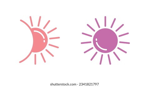 Flat Sun Icon Symbol Vector Illustration