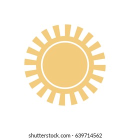 Flat sun icon. Yellow on a white background. For website, mobile. Sign weather.