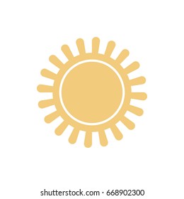Flat sun icon. Yellow on a white background. For website, mobile. Sign weather.