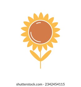 Flat Sunflower Icon Symbol Vector Illustration