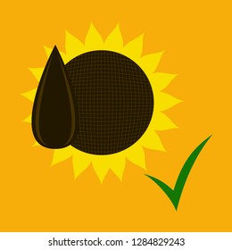 Flat Sunflowers and seeds symbol isolated on background