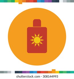 Flat sunscreen icon in a circle.