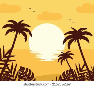 Flat Sunset beach background design