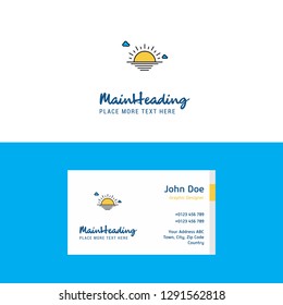 Flat Sunset  Logo and Visiting Card Template. Busienss Concept Logo Design