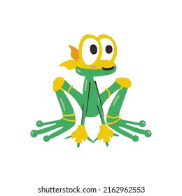 flat super frog design over white