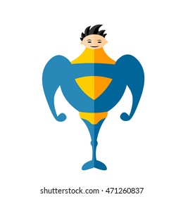 Flat Superhero In Heroic Stance. Vector Stock