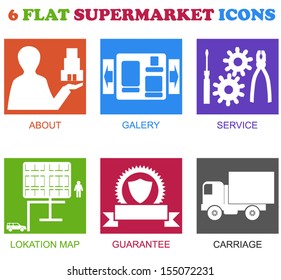 flat supermarket icons