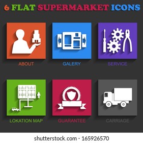 flat supermarket icons