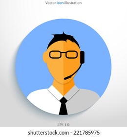 Flat support avatar icon. Social media, web elements. 