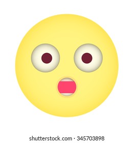 Flat suprise Emoticon. Wonder Emoticon. Blushed emoticon. Isolated Vector Illustration on White Background
