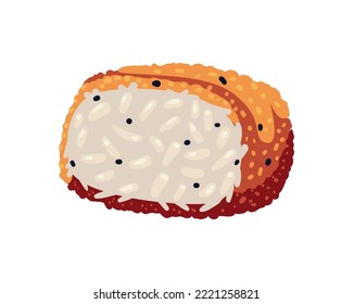 rollo de sushi plano sobre blanco