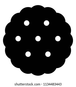 
A flat sweet chip with holes is making biscuit icon
