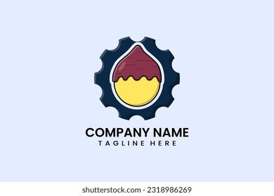 Flat Sweet potato and gear mechanical engineering logo icon template vector illustration