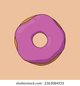 Flat Sweet Yummy Strawberry Pink Donut Vector Illustration Icon