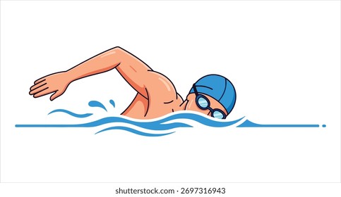 Ilustración vectorial plana de natación