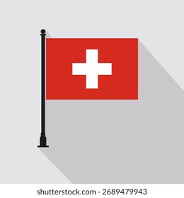 Flat Switzerland Rechteck Flaggenmast in offiziellen Farben