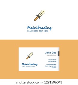 Flat Sword Logo and Visiting Card Template. Busienss Concept Logo Design