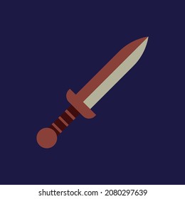 ilustración vectorial de espada plana. Fondo azul