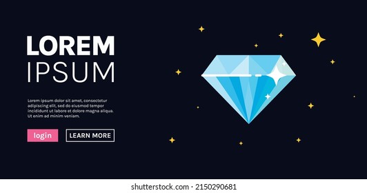 Flaches Silhouette Diamant und Kristallreichtum Webseitenkonzept flache Vektorgrafik.
