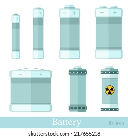 flat syle set of battery and accumulator