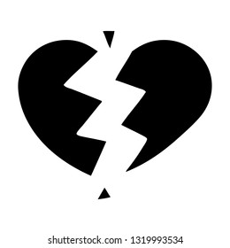símbolo plano de un corazón roto