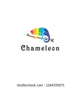 Flat symbol chameleon. Isolated colored sign chameleon on white background. Vector