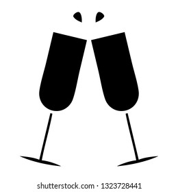 flat symbol of a clinking champagne flutes
