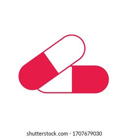 símbolo plano icono de pastillas rojo y blanco