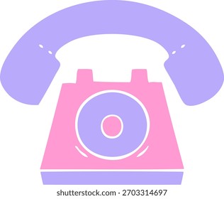 flat symbol of a old telephone icon in bright neon color