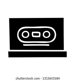 flat symbol of a retro cassette