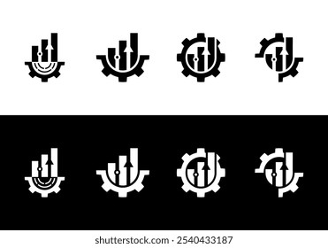 Los iconos planos del diseño del Vector del símbolo fijan productividad, engranajes, crecimiento. Adecuado para App móviles, Diseño web, materiales de impresión, etc.