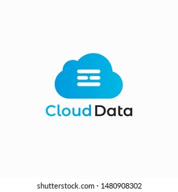 flat symbolic minimalist logo design. cloud host data logo design template.