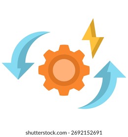 Flat Synergy Icon – Flat vector design showing teamwork