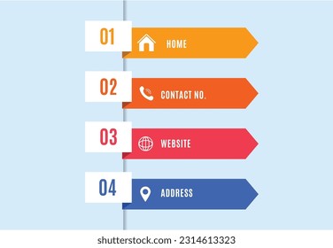Flat table of contents infographic. Infographic with steps multicolor design