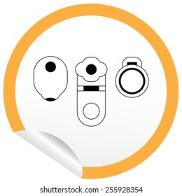Flat table icon on sticker for floor plan outline. Line editable EPS10 vector furniture illustration. View from above