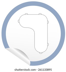 Flat table icon on sticker for floor plan outline. Line editable EPS10 vector furniture illustration. View from above