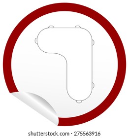 Flat table icon on sticker for floor plan outline. Line editable EPS10 vector furniture illustration. View from above