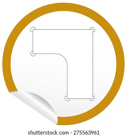 Flat table icon on sticker for floor plan outline. Line editable EPS10 vector furniture illustration. View from above