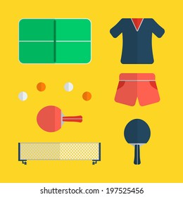 Flat table tennis icons design with yellow background