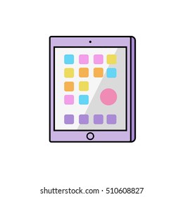 Flat tablet PC on a white background. Vector  isolated.