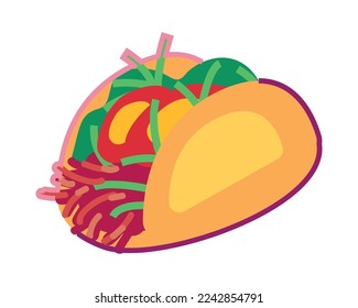 flat taco design over white