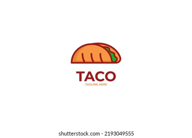 Flat taco food logo design vector illustration idea