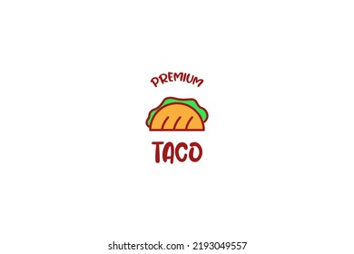 Diseño de logotipo de comida para taco plano, ilustración vectorial