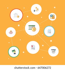 Flat Tactics, Card, Paper And Other Vector Elements. Set Of Registration Flat Symbols Also Includes Whiteboard, Bank, Duty Objects.