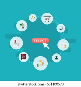 Flat Tactics, Profit, Accounting System And Other Vector Elements. Set Of Registration Flat Symbols Also Includes Account, Stamp, Card Objects.