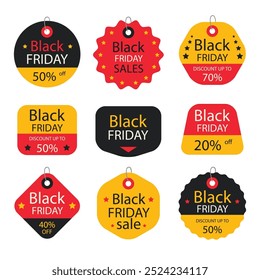 flat tag banner illustration black Friday sales 