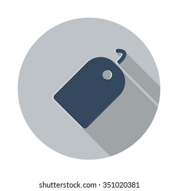 Flat Tag icon with long shadow on grey circle